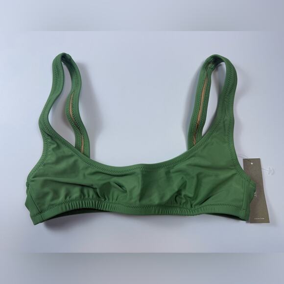 NWT J. Crew Heritage Scoop Neck Bikini Top Rustic Willow Green Size XS - Picture 1 of 5